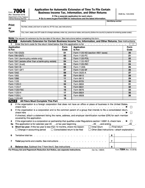 irs form 7004 extension 2022