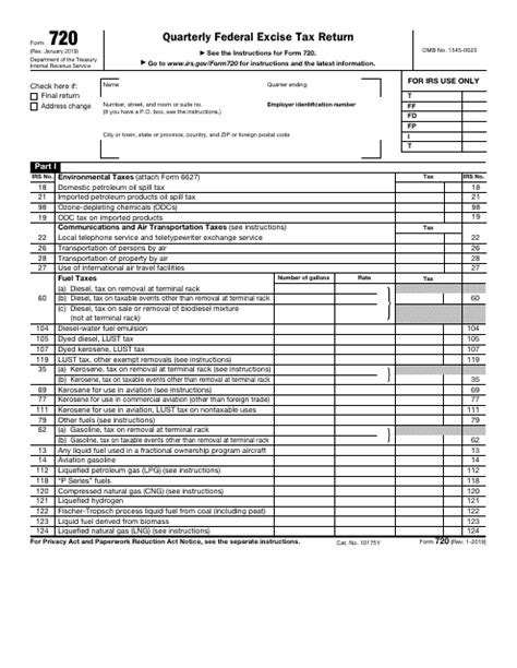 IRS Form 720 Quarterly Federal Excise Tax Return