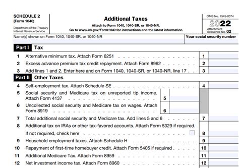 irs forms 2022 schedule 2