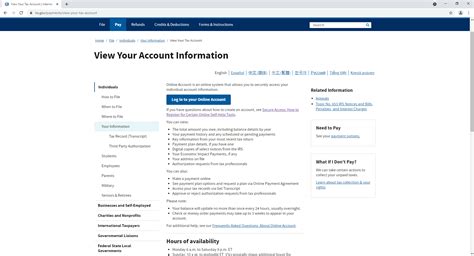 irs gov payment account login