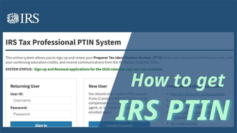 irs login for ptin