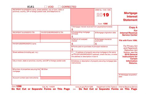 irs mortgage interest form 1098