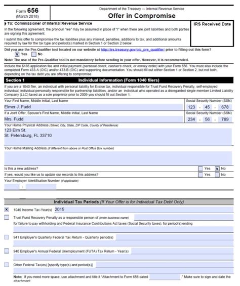 irs offer in compromise payment form