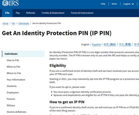 irs pin number page