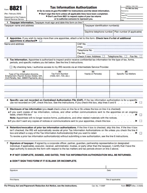 irs power of attorney forms 8821