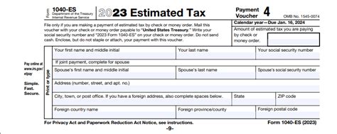 irs tax form 1040-es for 2023