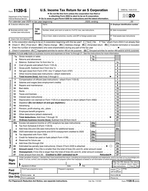 irs tax form 1120