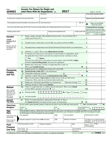 irs tax forms 1040 ez 2022