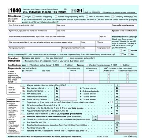 irs tax forms 2021 1040 instructions