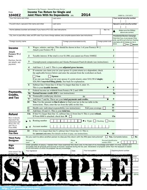 irs tax return forms 1040ez