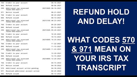 irs transcript code 570 and 971