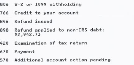 irs transcript offset code