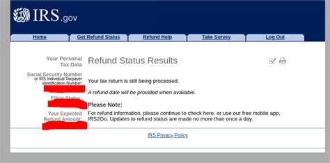 irs where's my refund still being processed