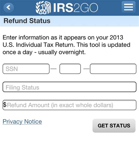 irs2go refund status app