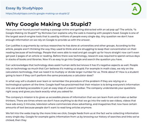 Is Google Making Us Stupid? A Summary