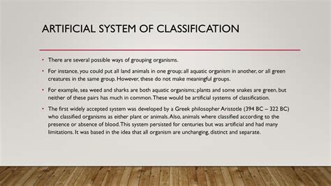 Is Also An Example Of Artificial System Of Classification