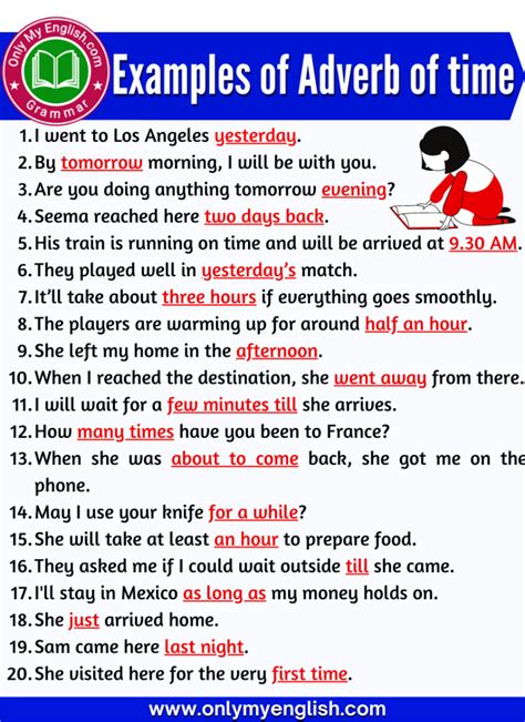 is before an example of adverb of time
