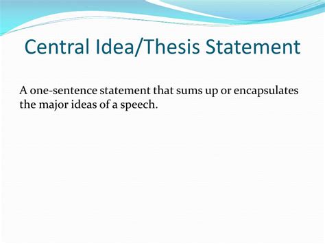 is central idea and thesis statement the same
