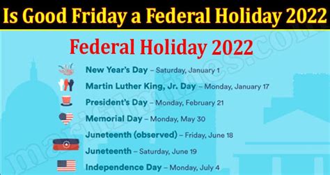 is good friday a federal holiday 2022