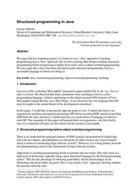 is java a structured programming language