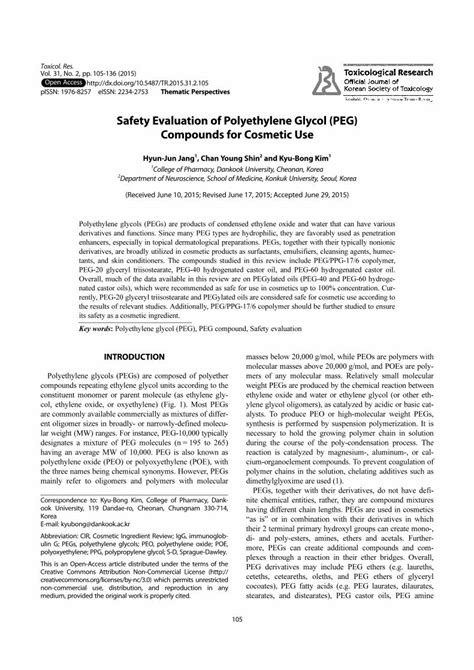 is polyethylene oxide safe
