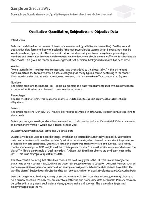 is qualitative data objective or subjective