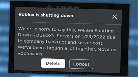 is roblox shutting down