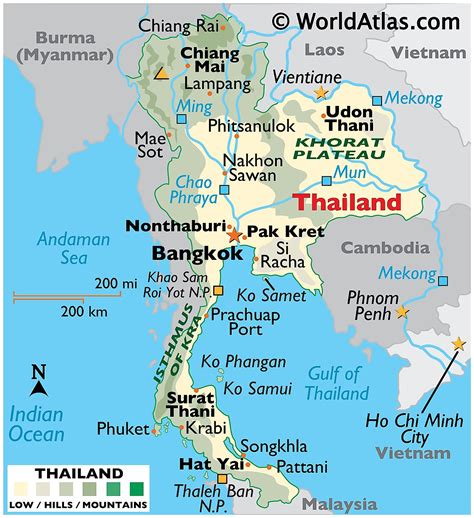 is thailand north or south of the