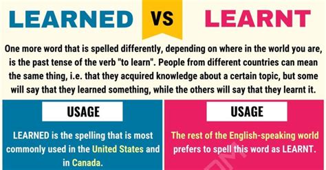 is the word learnt or learned