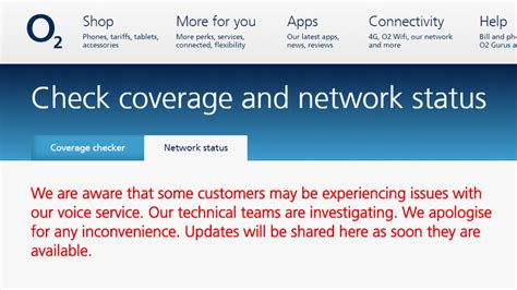 is there a problem with o2 network in my area