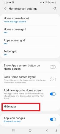 is there a way to hide apps