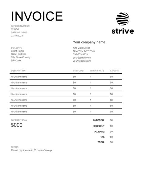 is there an invoice template in google docs