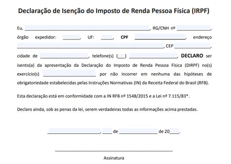 isenção de imposto de renda documentos