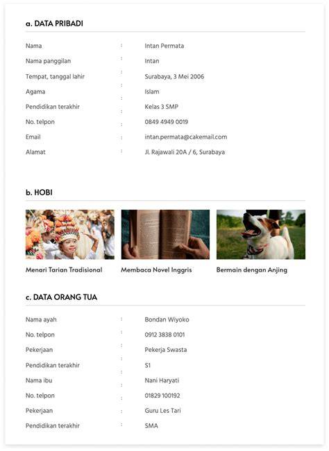 isi biodata