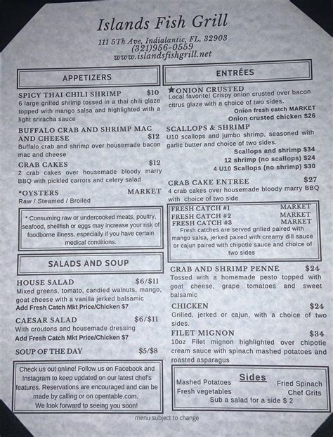 Islands Fish Grill Menu