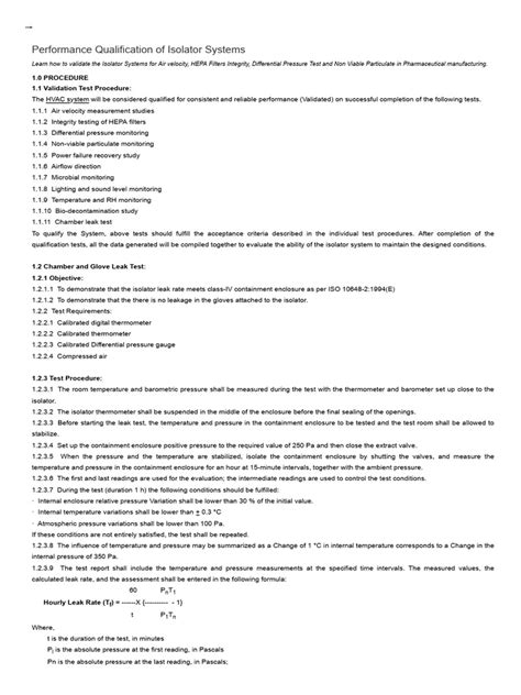 Isolator Qualification Guidelines