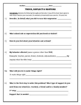 iss free printable in school suspension worksheets