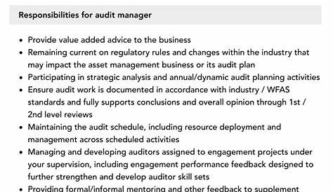 Senior Audit Manager Job Description | Velvet Jobs