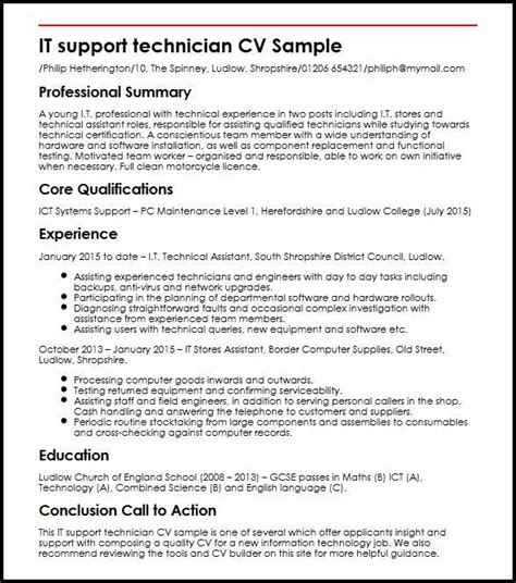 IT Support Technician CV Example