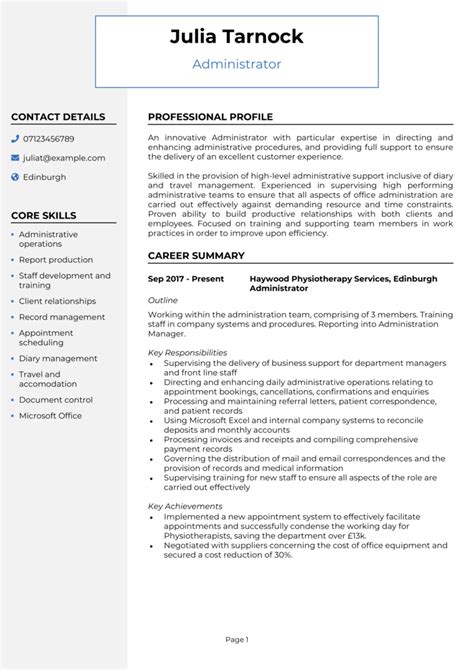 it administrator cv example