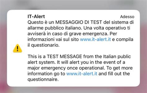 it alert messaggio di test