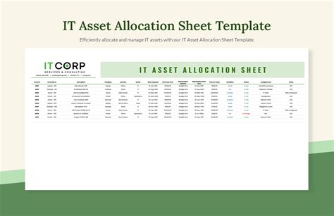 it asset allocation form template