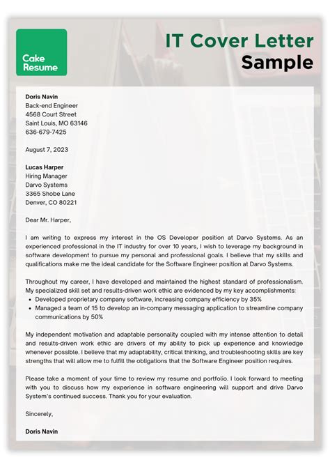 FREE 9+ It Cover Letter Samples in PDF MS Word