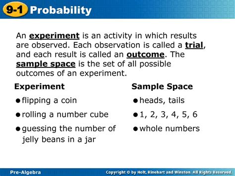it is a possible result of an experiment or trial
