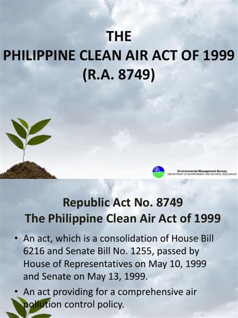 it is the philippine clean air act of 1999