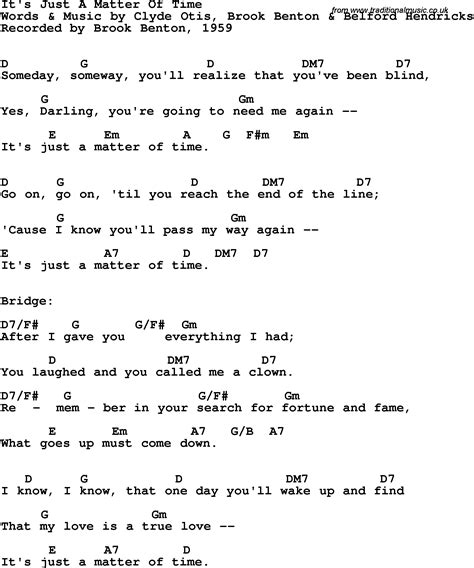 it s just a matter of time lyrics and chords