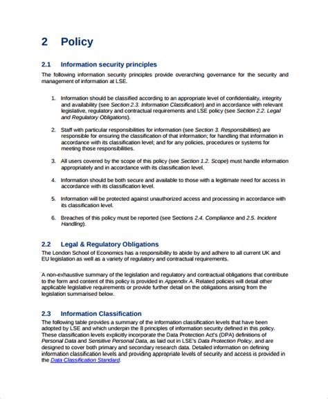 it security policies examples