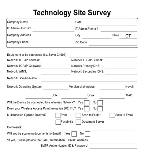 it site survey form template