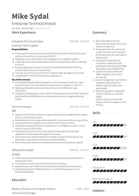 it technical analyst resume