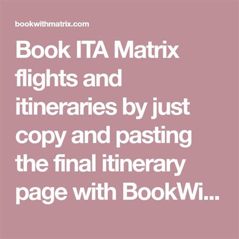 ita matrix flights booking